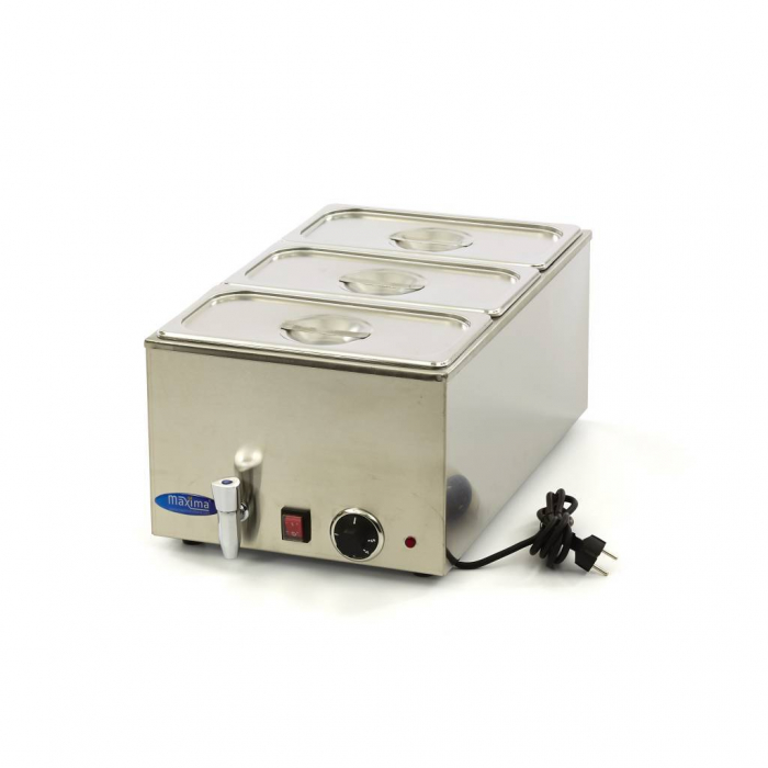 Bain Marie electric 3 x GN 1/3 cu capac si robinet, 230V, 1,2 kW [8]