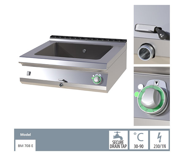 Bain Marie electric GN 1/2 de banc, 2,3 kW, 800x730x300 mm, linia 700, BM708E [2]