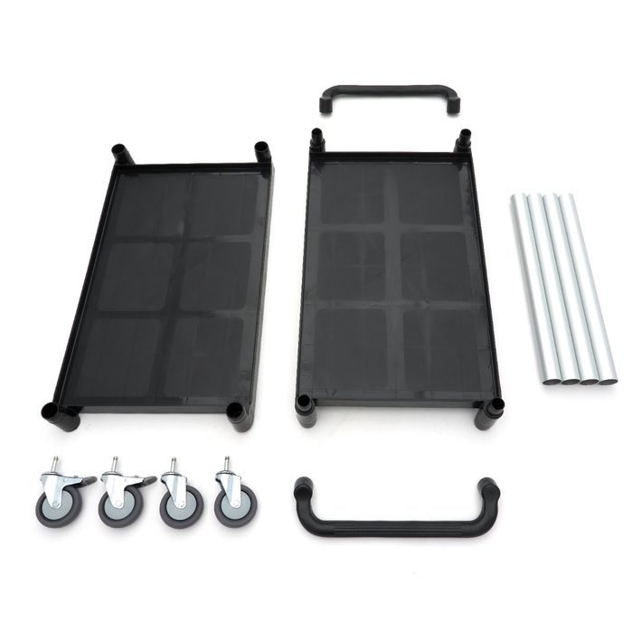 Carucior de servire 2 rafturi plastic 103 x 50,5 cm, aluminiu [2]