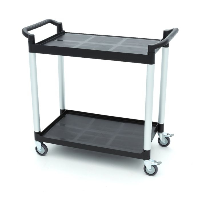 Carucior de servire 2 rafturi plastic 103 x 50,5 cm, aluminiu [4]