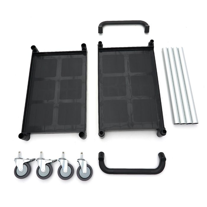 Carucior de servire 2 rafturi plastic 86,5 x 42,5 cm, aluminiu [2]