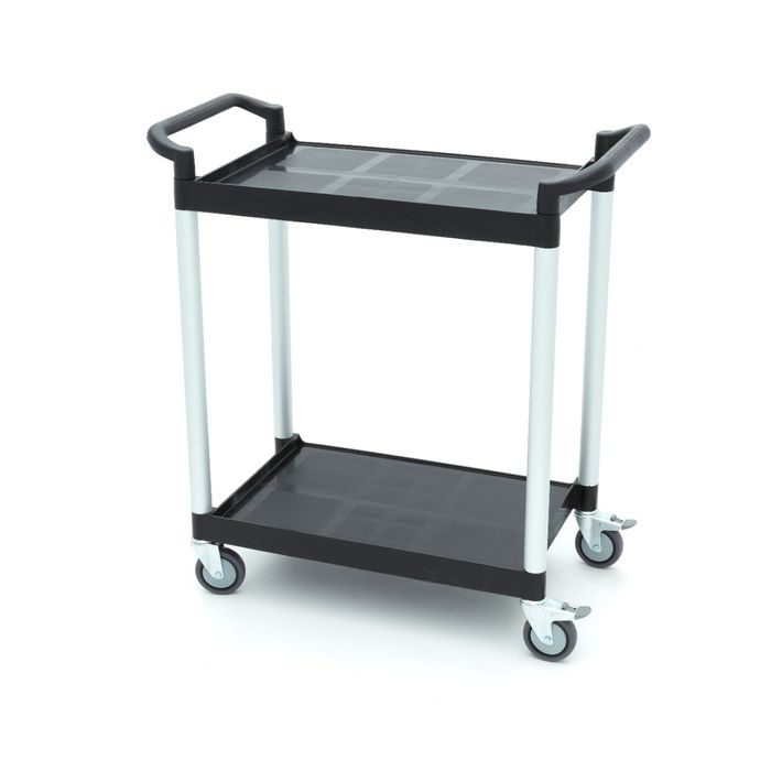 Carucior de servire 2 rafturi plastic 86,5 x 42,5 cm, aluminiu [4]