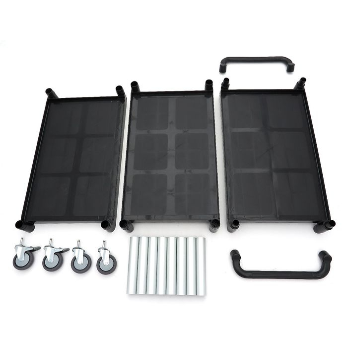 Carucior de servire 3 rafturi plastic 103 x 50,5 cm, aluminiu [2]