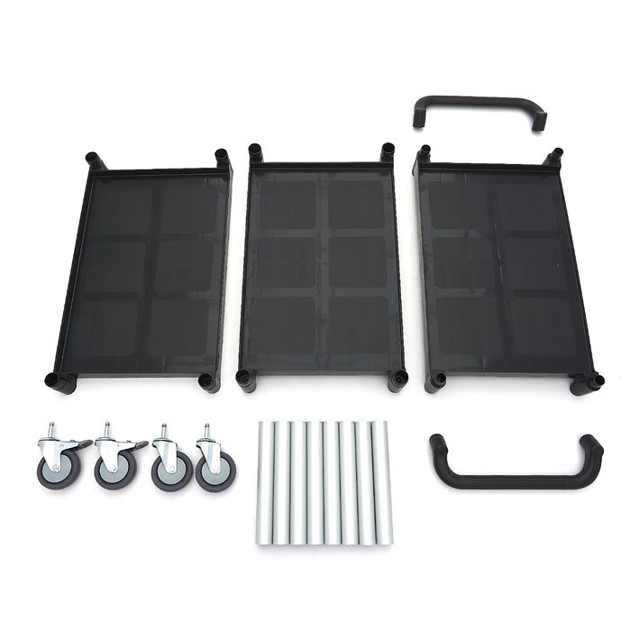 Carucior de servire 3 rafturi plastic 86,5 x 42,5 cm, aluminiu [2]