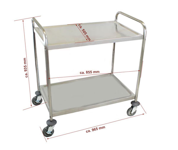 Carucior de servire din inox 2 polite si cadru cu sectiune rotunda BSW-2 [4]
