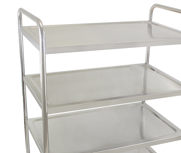 Carucior de servire din inox 4 polite si cadru cu sectiune rotunda BSW-4 [4]