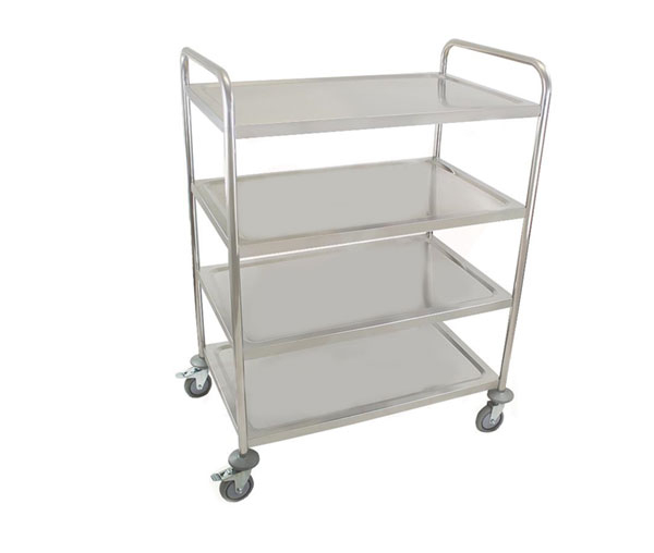 Carucior de servire din inox 4 polite si cadru cu sectiune rotunda BSW-4 [2]