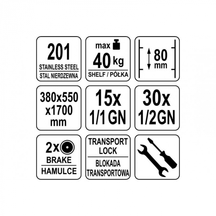 Carucior debarasare inox 15 tavi GN1/1 [7]