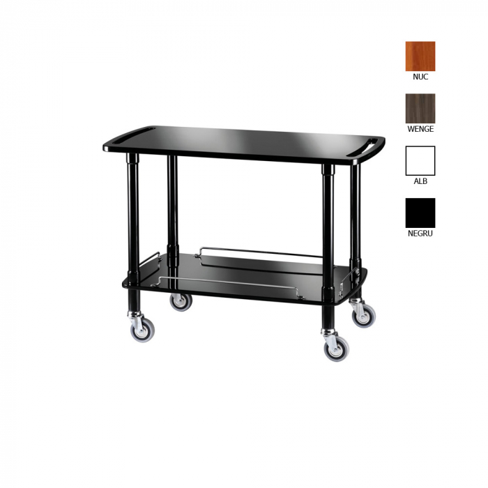 Carucior din lemn cu 2 polite, culoare wenge, 1100x400x820 mm, CLP2002 [1]
