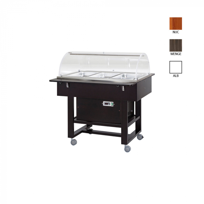 Carucior frigorific cu plexiglas, cu 1 polita pliabila si baza de sustinere, culoare bianco-alb, 3 x GN1/1, +2°C +10°C, CLR2788NB [1]