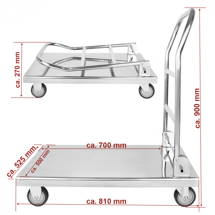 Carucior inox pentru transport 500x690 mm TWB-1 [6]