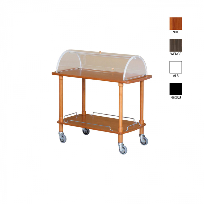 Carucior servire din lemn cu 2 polite, culoare bianco-alb, 1100x550x1070 mm, CLC2012B [1]