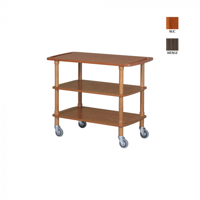 Carucior servire din lemn cu 3 polite, culoare nuc, 1100x400x890 mm, CLP2003L40 [1]