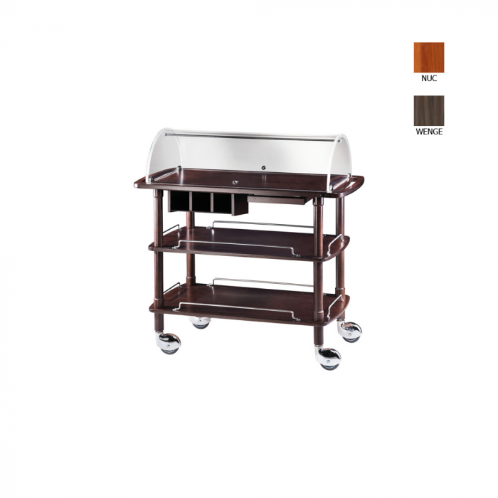 Carucior servire din lemn cu 3 polite, culoare nuc, 1100x550x1140 mm, CLC2013 [1]