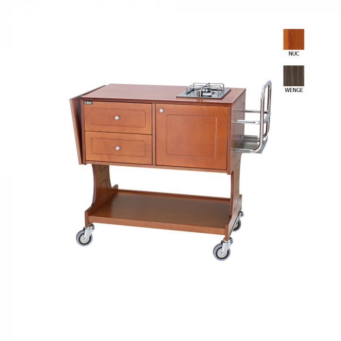 Carucior servire din lemn masiv cu 1 arzator si 2 sertare, culoare carbon, 1450x580x910 mm, CL2752CA [1]