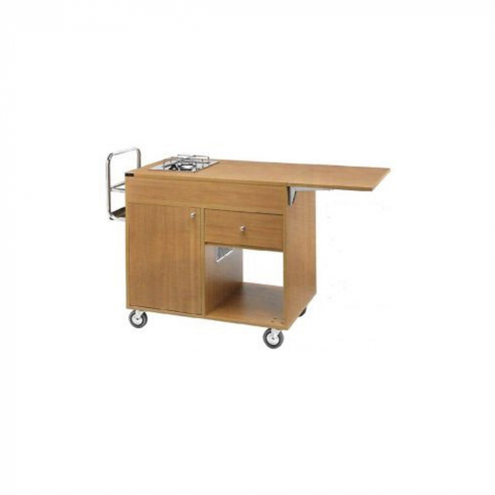 Carucior servire din lemn stratificat cu 1 arzator, culoare nuc, 1150x550x1080 mm, CF1200 [1]