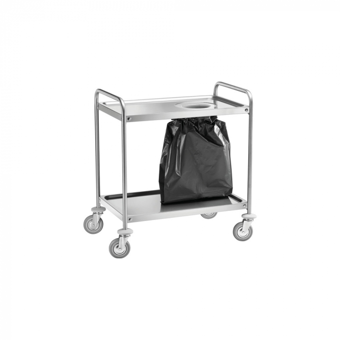 Carucior servire din otel inoxidabil cu 2 polite si loc pentru sacul de gunoi, 1100x600x940 mm, CA1391S [1]