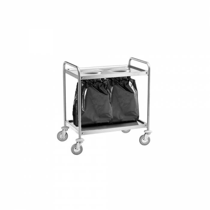 Carucior servire din otel inoxidabil cu 2 polite si loc pentru sacul de gunoi, 1100x600x940 mm, CA1391S [1]