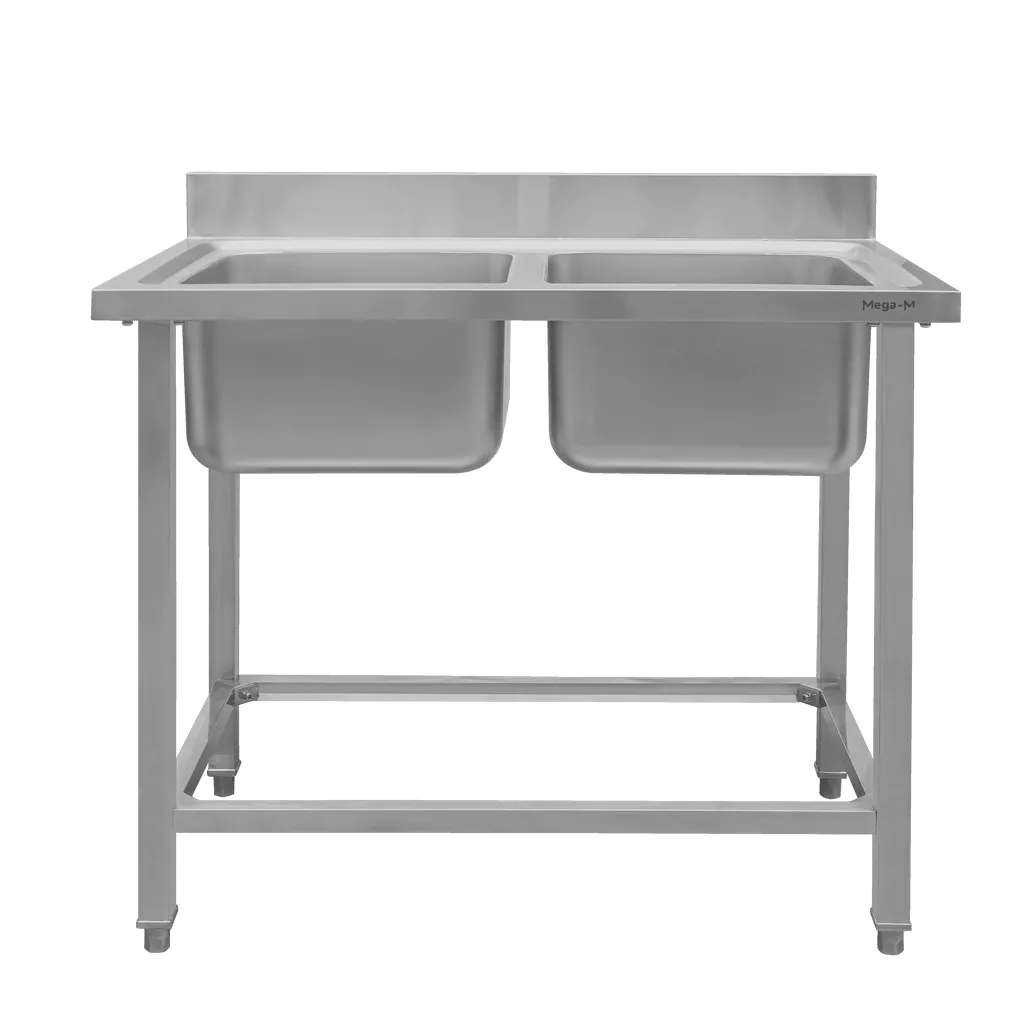 Chiuveta inox 2 cuve 100x60x85cm [3]