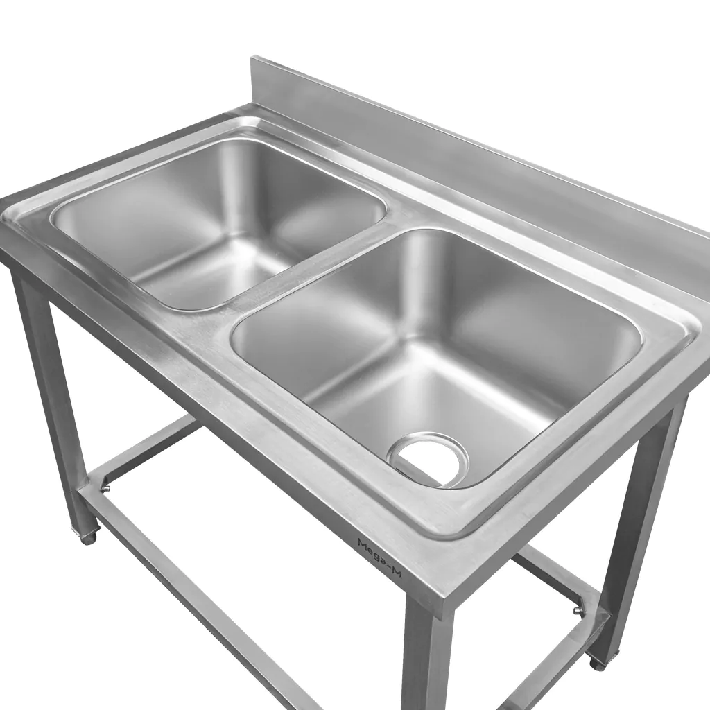 Chiuveta inox 2 cuve 100x60x85cm [4]