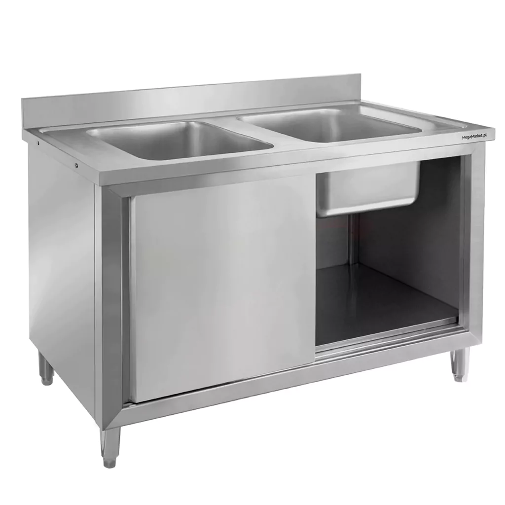 Chiuveta inox 2 cuve cu dulap 120x60x85cm [5]