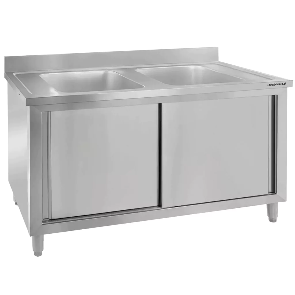 Chiuveta inox 2 cuve cu dulap 120x60x85cm [2]