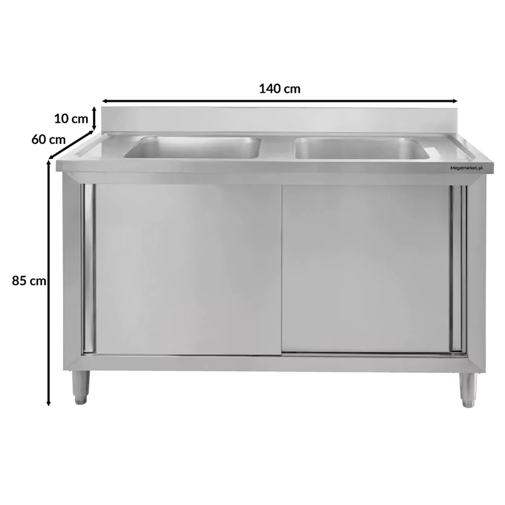 Chiuveta inox 2 cuve cu dulap 120x60x85cm [8]