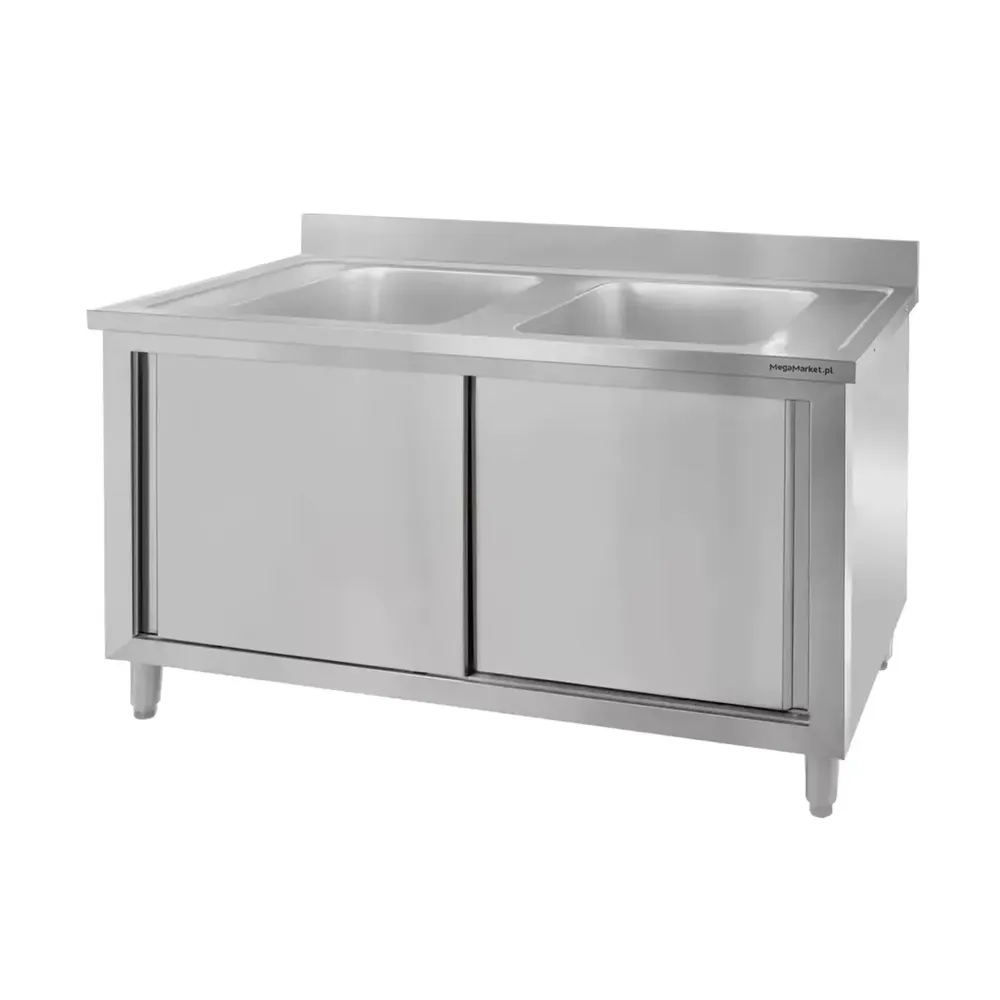 Chiuveta inox 2 cuve cu dulap 120x60x85cm [1]