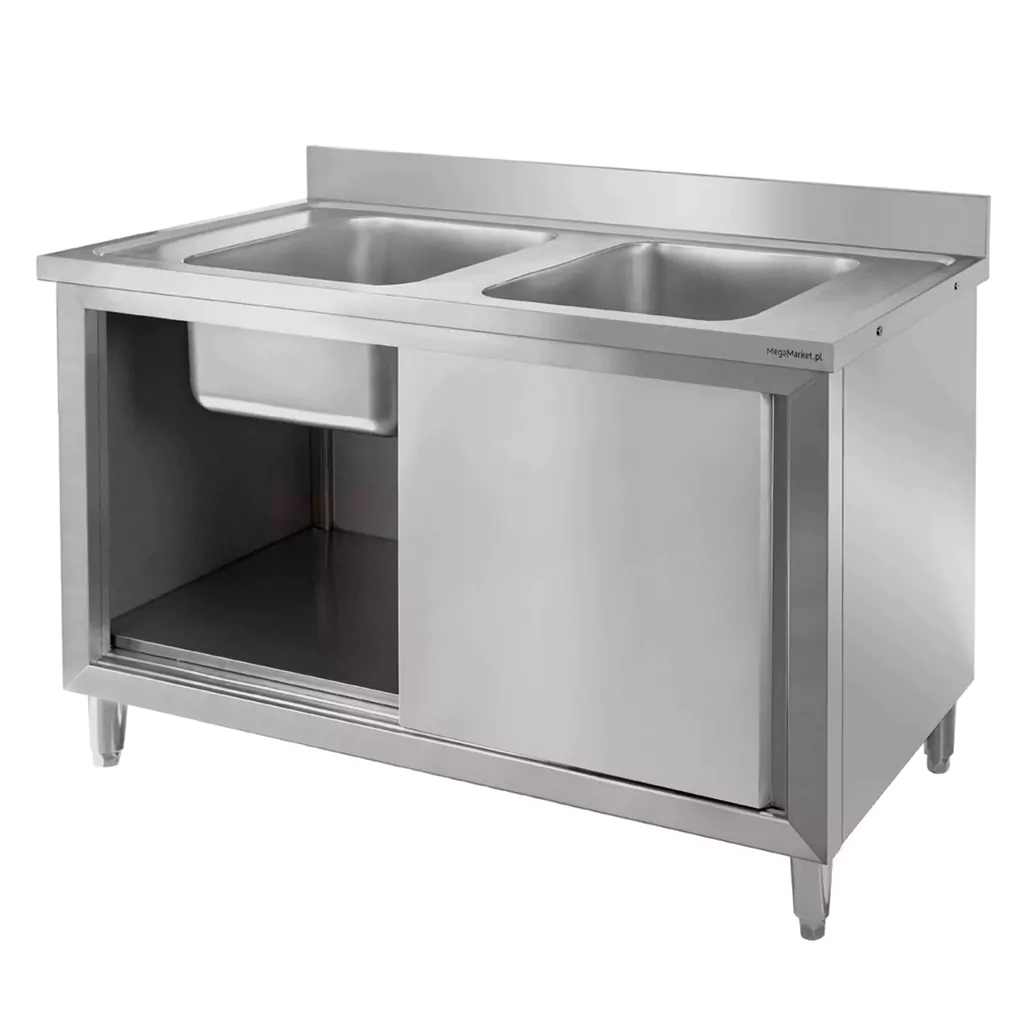 Chiuveta inox 2 cuve cu dulap 120x60x85cm [6]