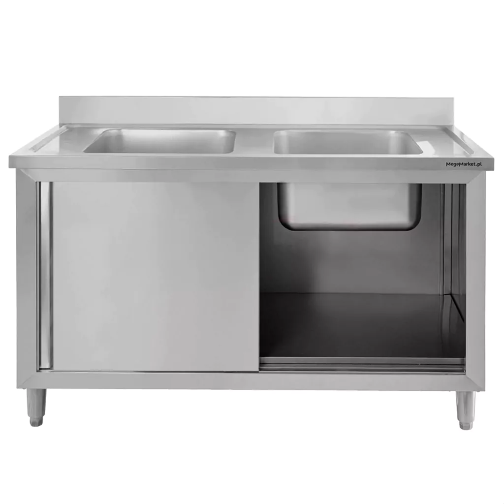 Chiuveta inox 2 cuve cu dulap 120x60x85cm [4]