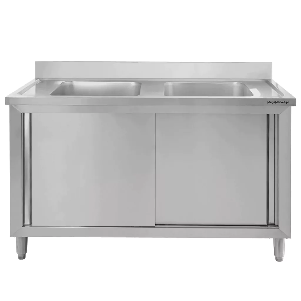 Chiuveta inox 2 cuve cu dulap 120x60x85cm [3]