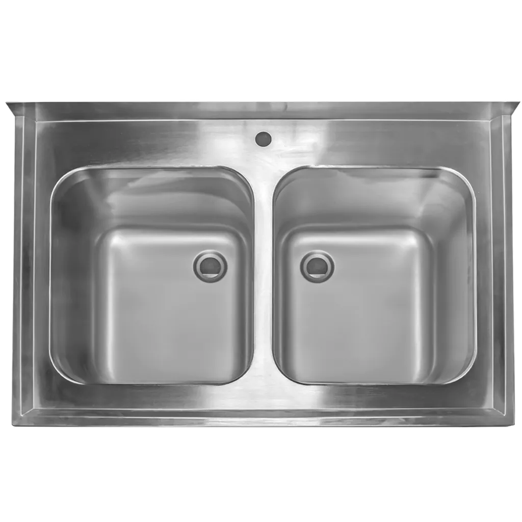 Chiuveta inox 2 cuve cu raft 100x70x85cm [5]