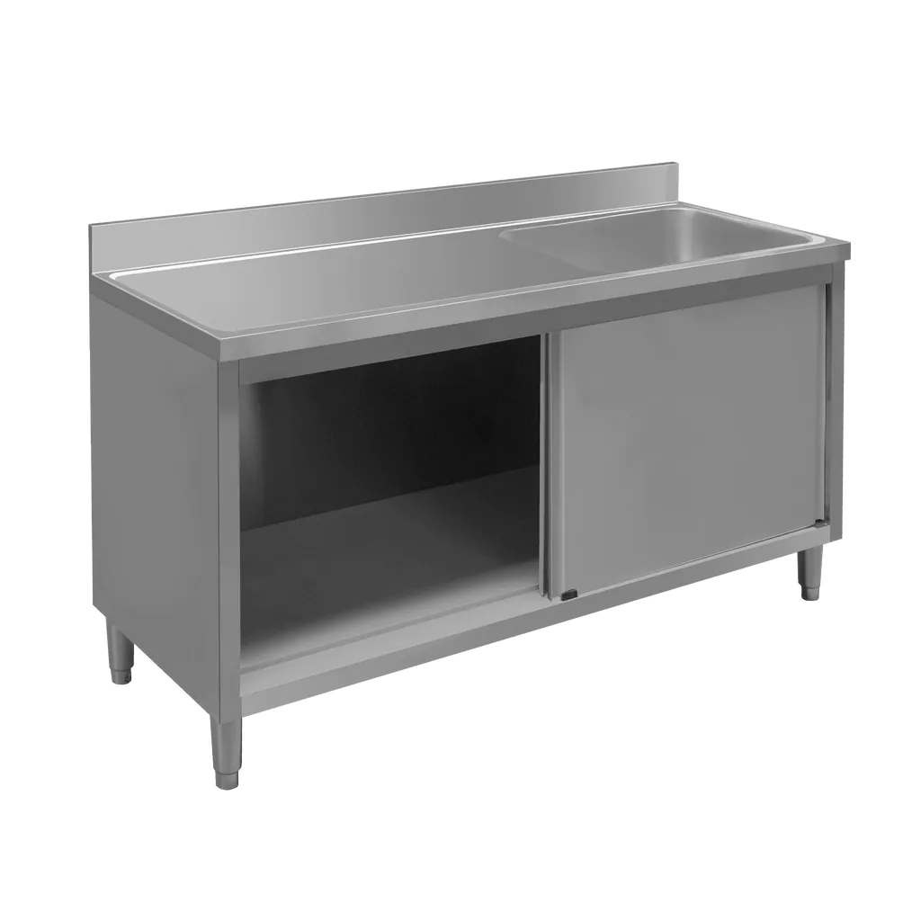 Chiuveta inox cuva dreapta, dulap 160x60x85cm [5]