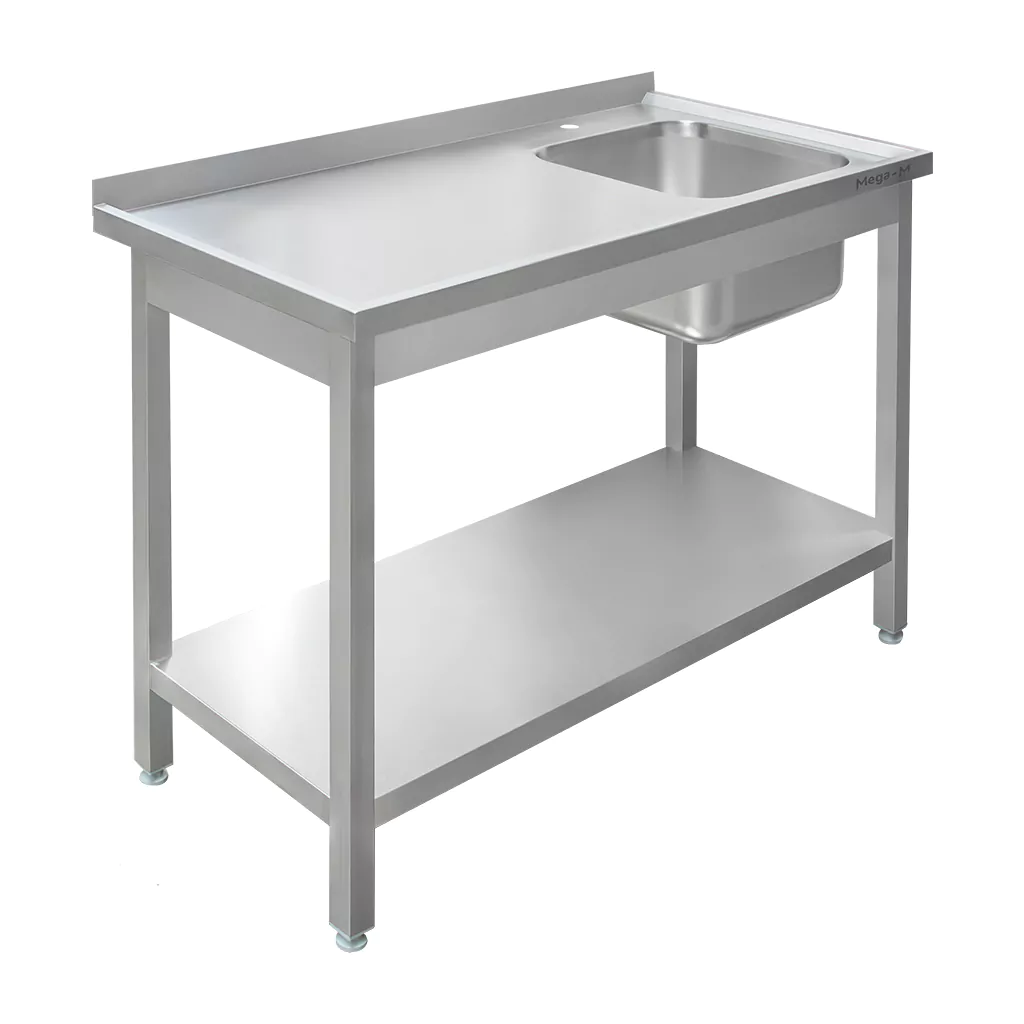 Chiuveta inox cuva dreapta si raft 120x60x85cm [2]