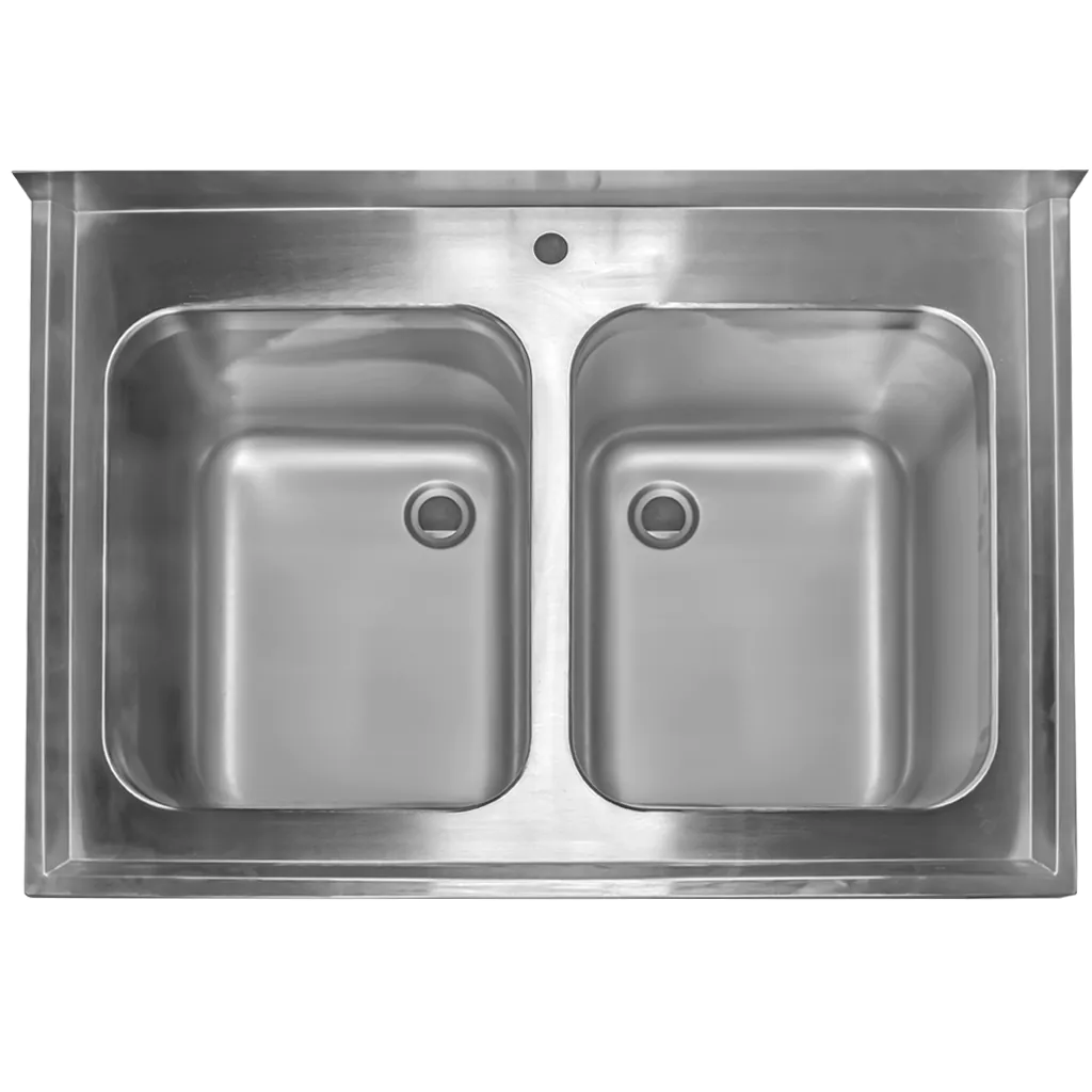 Chiuveta inox sudata, 2 cuve cu dulap 100x70x85cm [6]