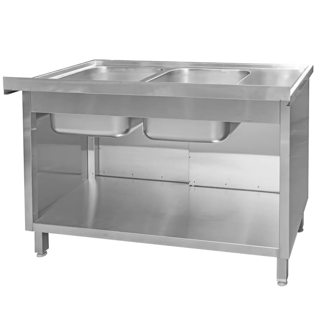 Chiuveta inox sudata, 2 cuve cu dulap 120x60x85cm [5]