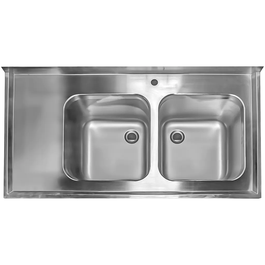 Chiuveta inox sudata, 2 cuve cu dulap 120x60x85cm [6]