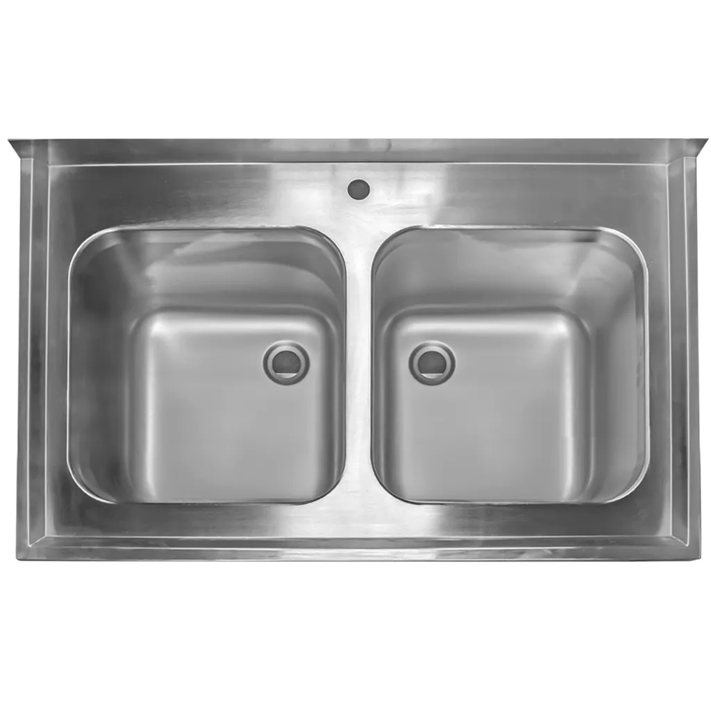Chiuveta inox sudata, 2 cuve cu dulap 120x70x85cm [6]
