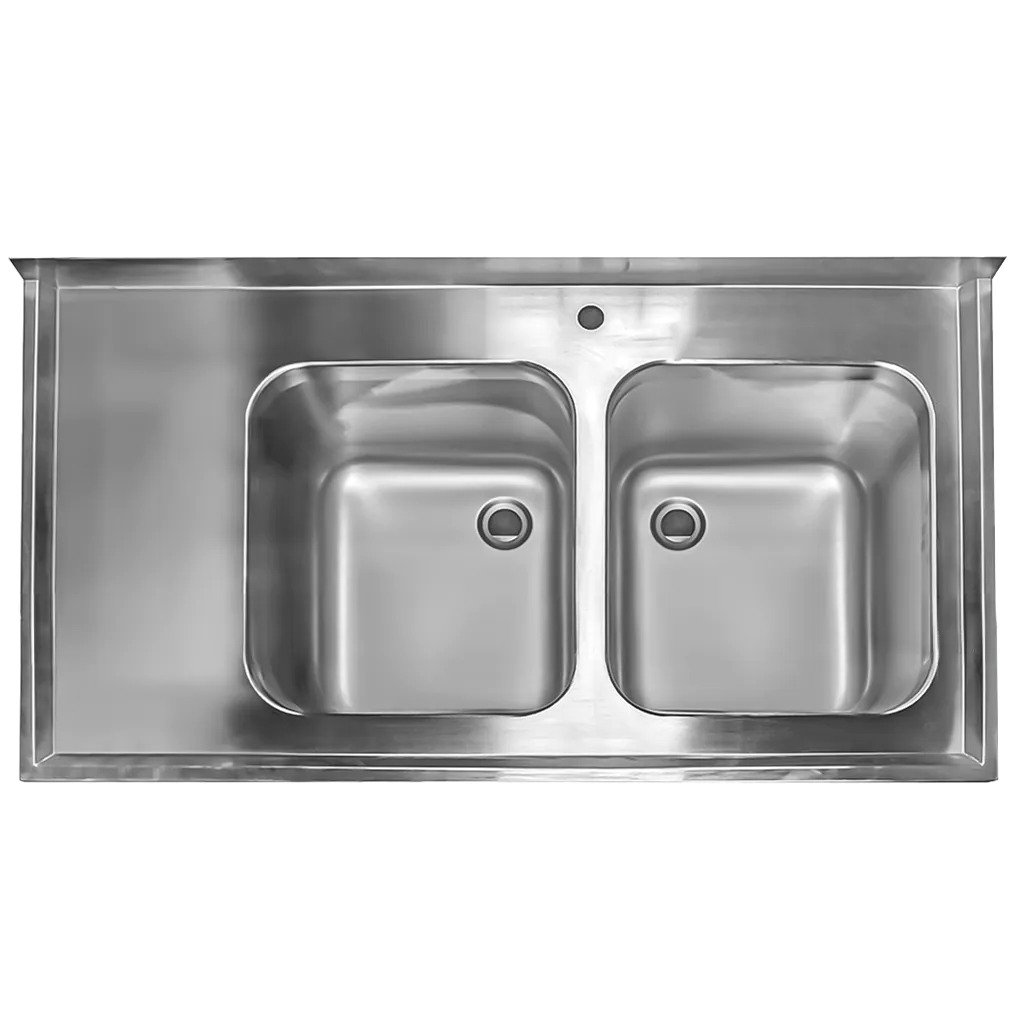 Chiuveta inox sudata, 2 cuve cu dulap 140x60x85cm [6]