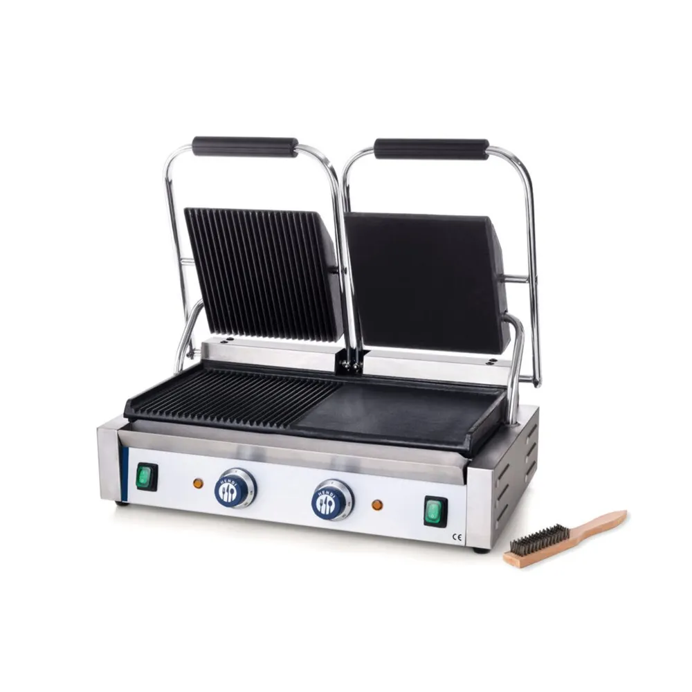 Contact grill dublu, 3600W, neted si striat, fonta ceramica [1]