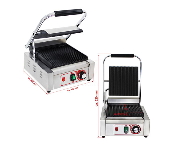 Contact grill panini simplu cu placa striata, 230V, 1,8kW, BKG1 [2]