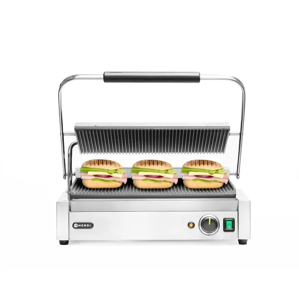 Contact grill Panini XL, 2700W, striat, cu tava colectare [3]