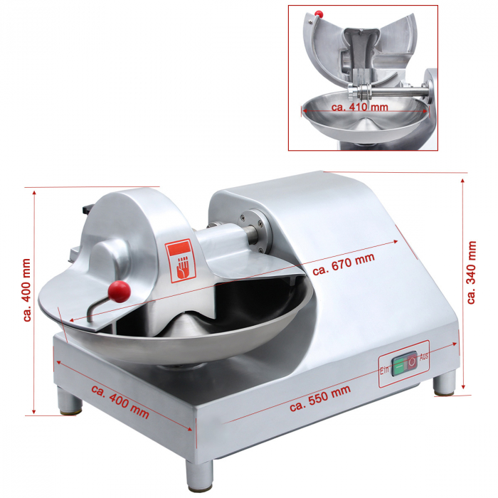 Cutter carne profesional 6,4 litri, de banc, 230V, 0,4kW, BFK9 [3]