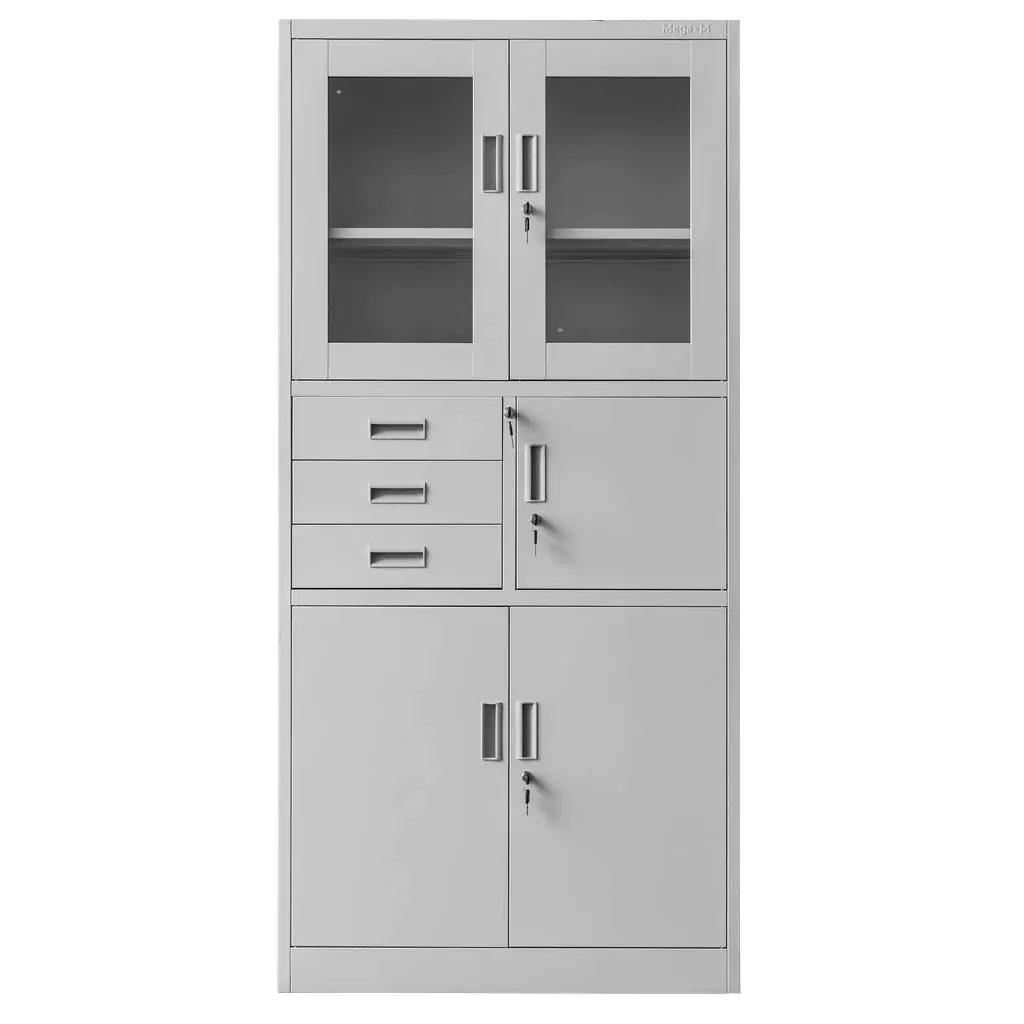 Dulap arhive sticla, seif, gri, 90x40x185cm [7]