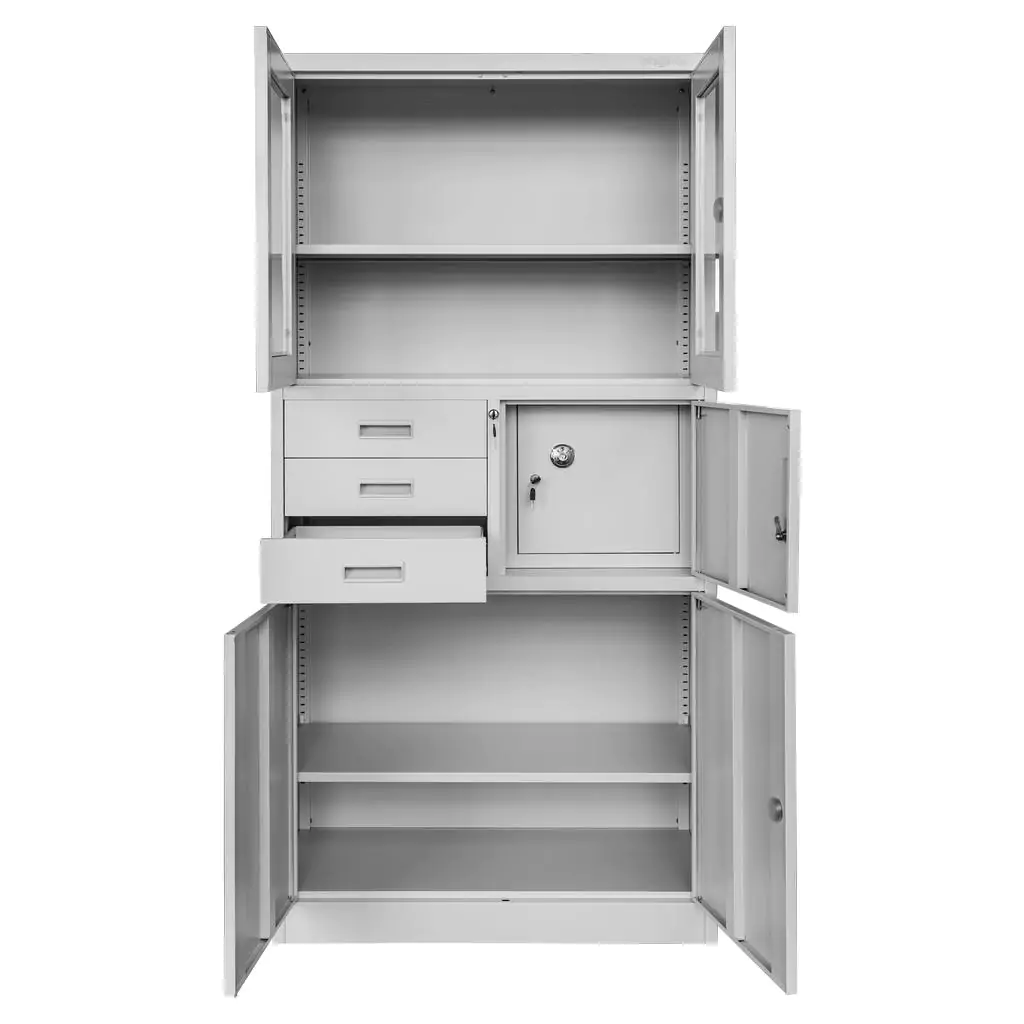 Dulap arhive sticla, seif, gri, 90x40x185cm [2]