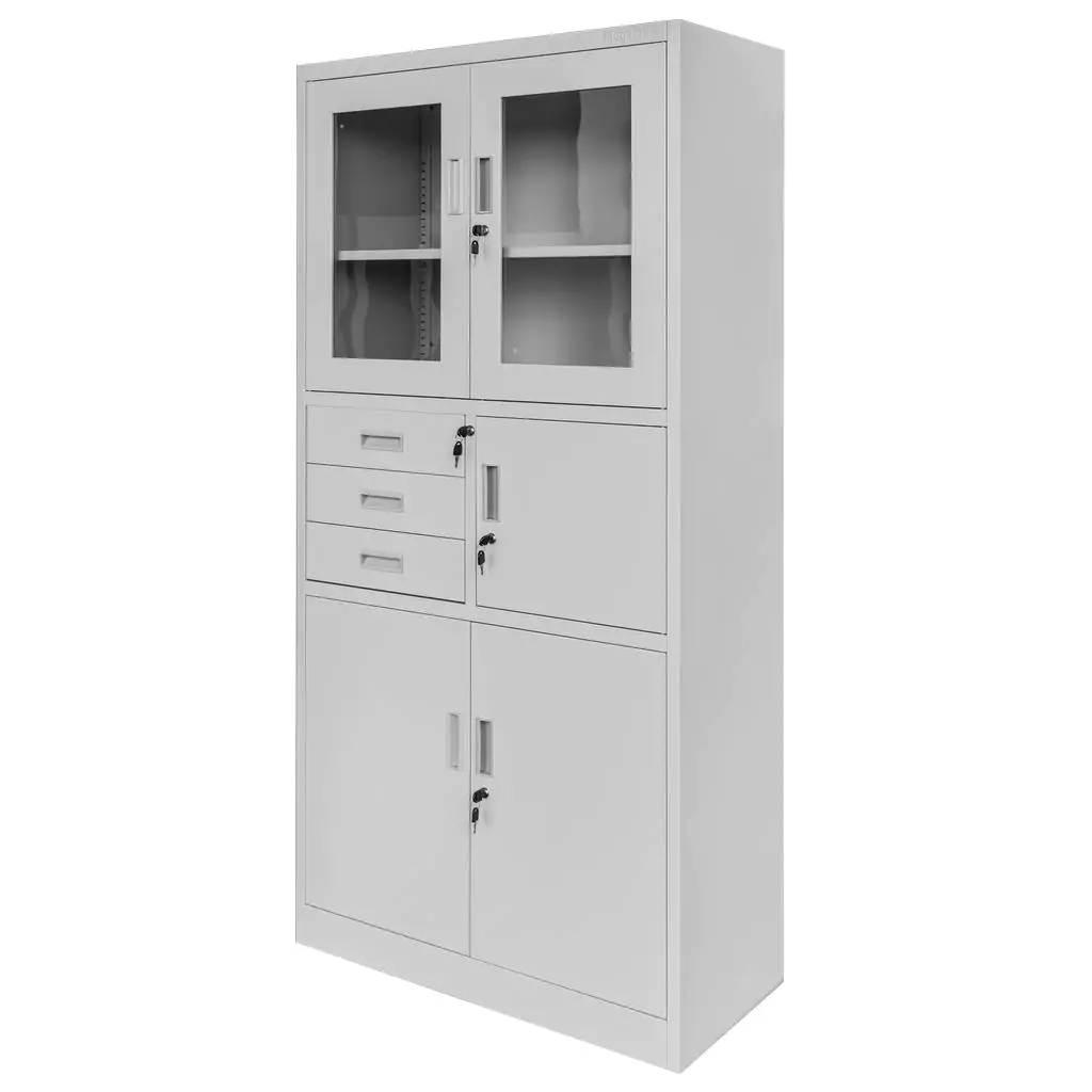 Dulap arhive sticla, seif, gri, 90x40x185cm [6]