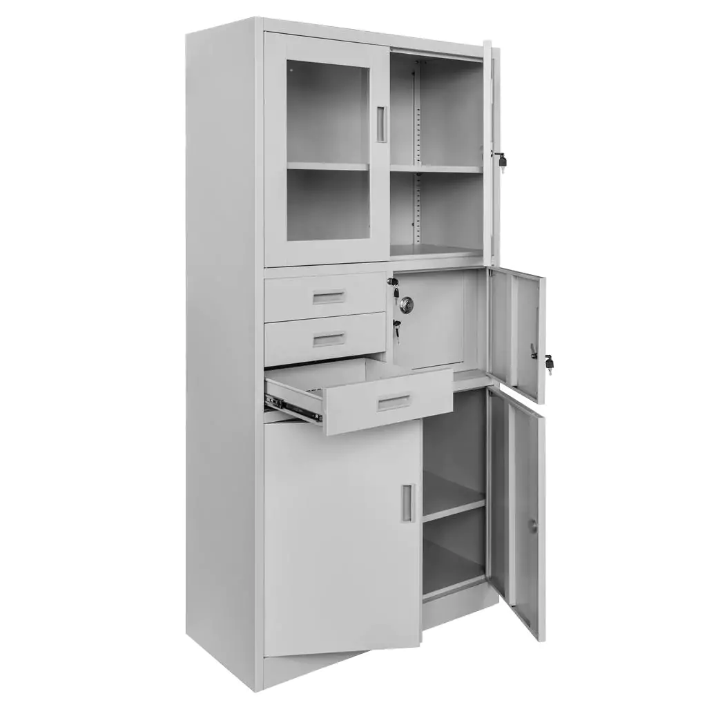 Dulap arhive sticla, seif, gri, 90x40x185cm [4]