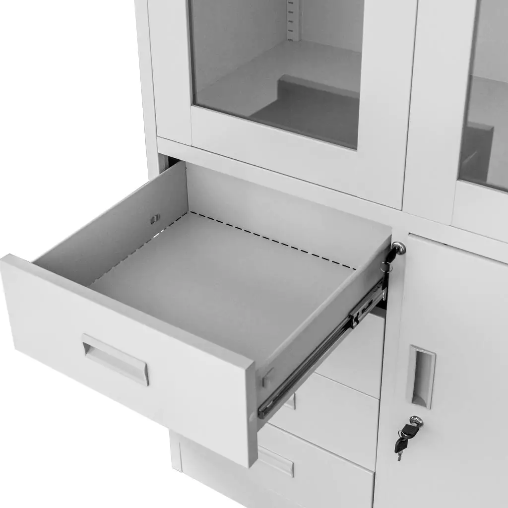 Dulap arhive sticla, sertare, gri, 90x40x185cm [8]