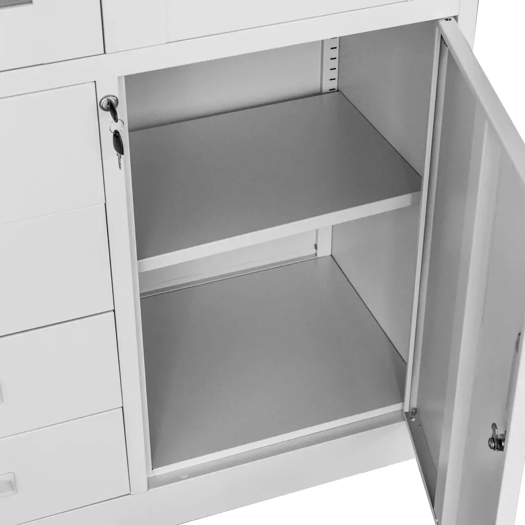 Dulap arhive sticla, sertare, gri, 90x40x185cm [2]