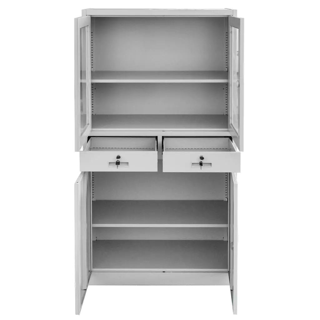 Dulap birou sticla, sertare, gri, 90x40x185cm [8]
